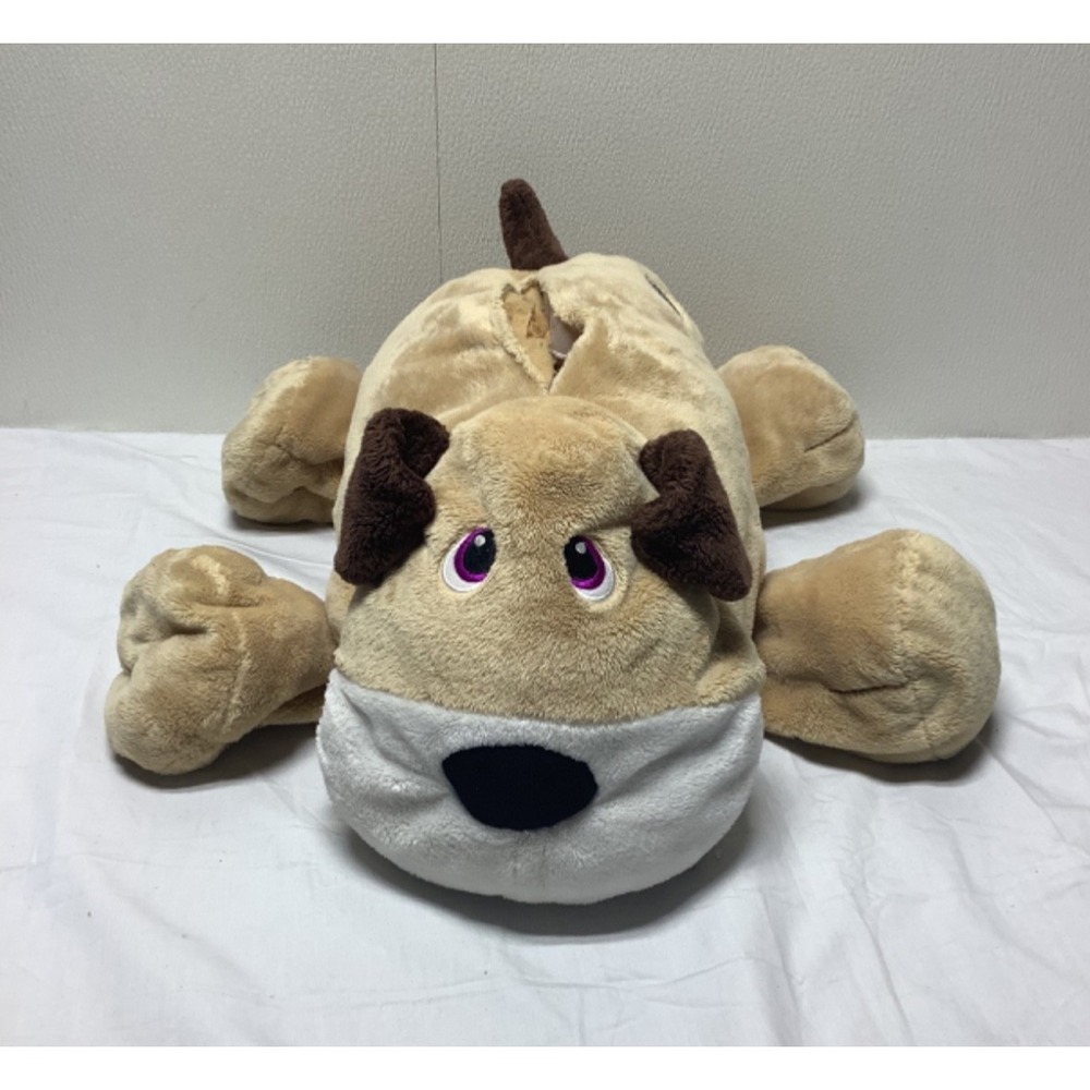 Stuffies Digger the Dog Plush Animal Hidden Secret Storage Pockets 20" Tan